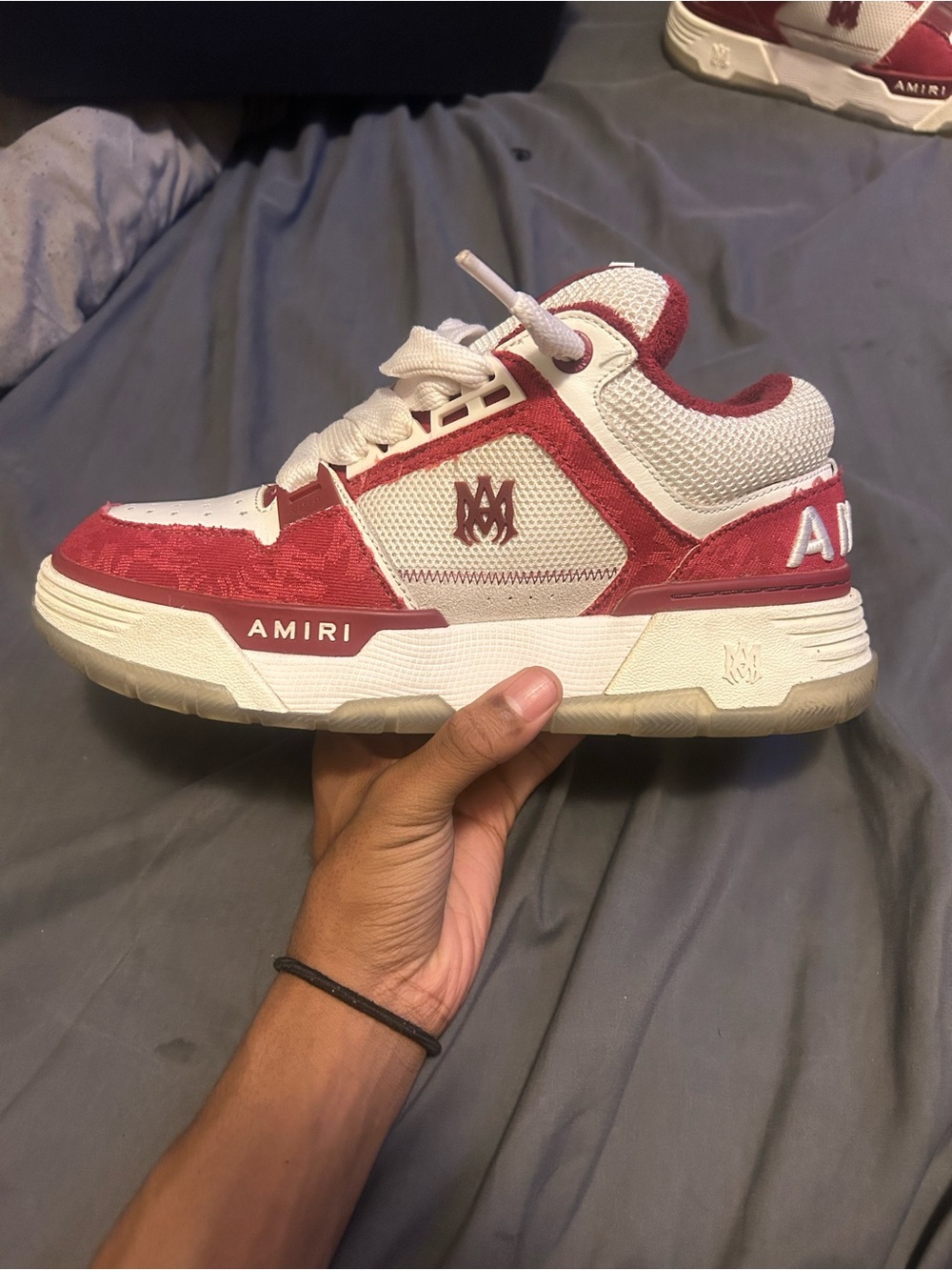AMIRI Red and White Low Top Sneaker